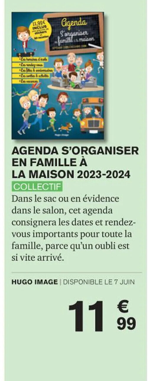 Carrefour AGENDA S'ORGANISER EN FAMILLE À LA MAISON 2023-2024 offre