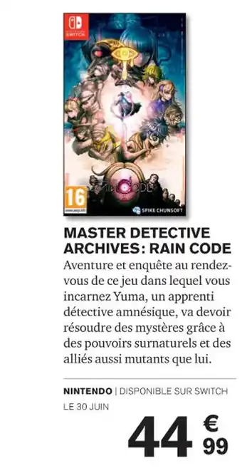 Carrefour MASTER DETECTIVE ARCHIVES: RAIN CODE offre