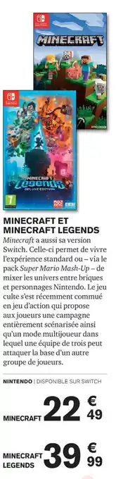Carrefour MINECRAFT ET MINECRAFT LEGENDS offre