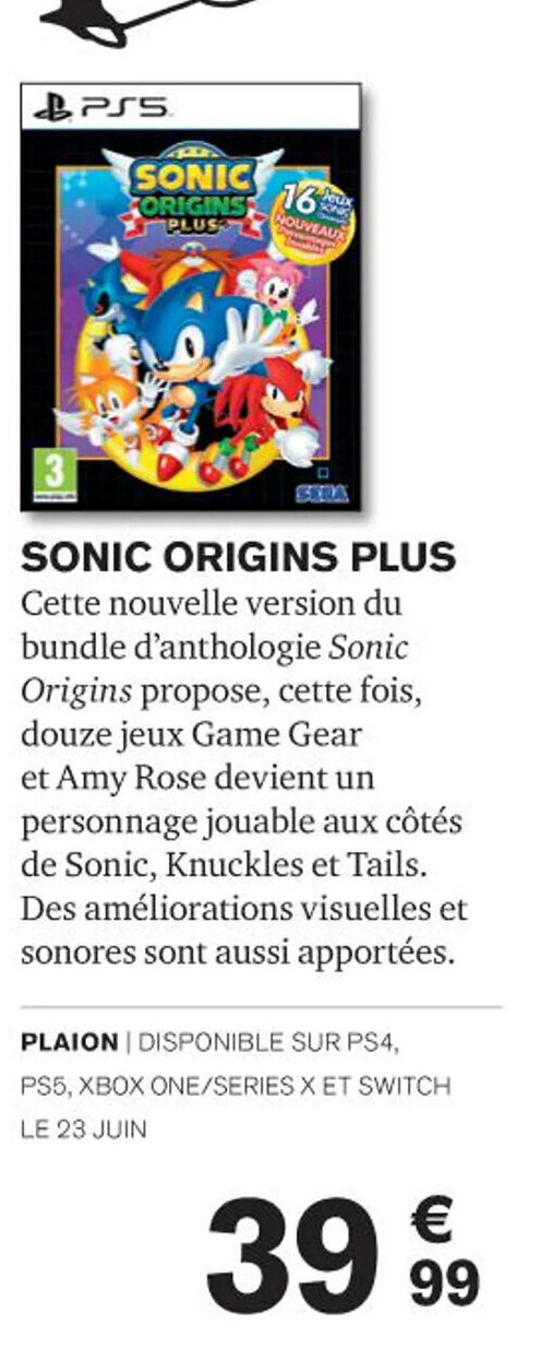 Carrefour SONIC ORIGINS PLUS offre