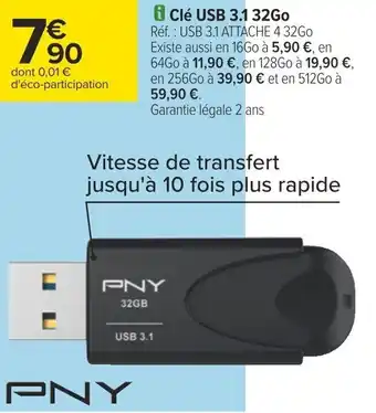Carrefour i Clé USB 3.1 32Go Réf.: USB 3.1 ATTACHE 4 32Go offre