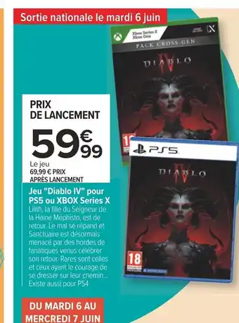 Carrefour Jeu "Diablo IV" pour PS5 ou XBOX Series X offre