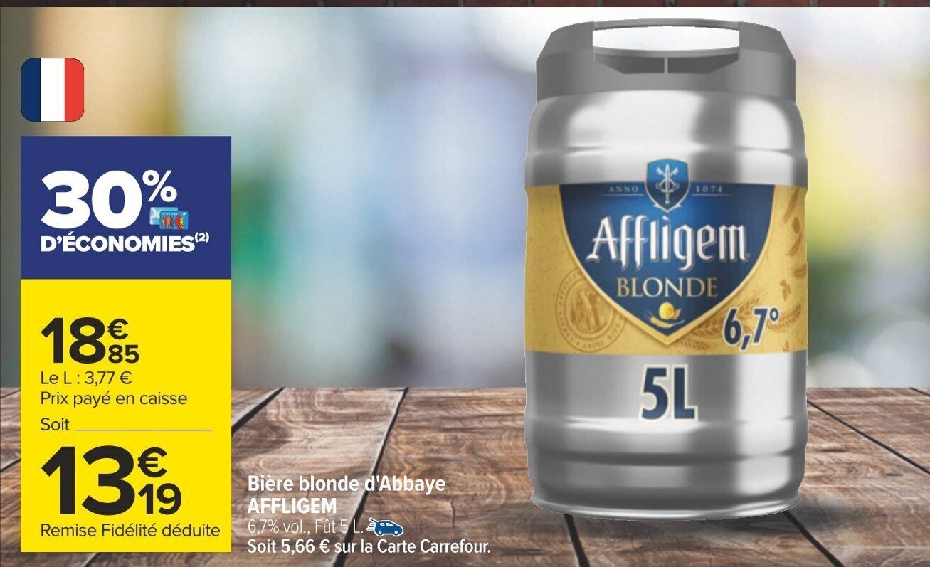 Carrefour Bière blonde d'Abbaye AFFLIGEM offre