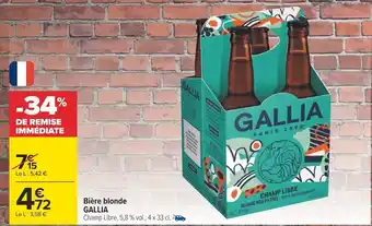 Carrefour Bière blonde GALLIA offre