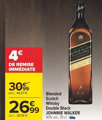 Carrefour Blended Scotch Whisky Double Black JOHNNIE WALKER 40% vol., 70 cl. offre