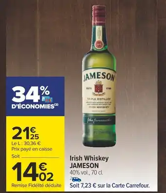 Carrefour Irish Whiskey JAMESON offre