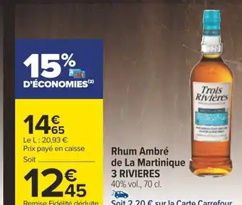 Rhum Ambré de La Martinique 3 RIVIERES