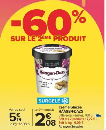 Carrefour Crème Glacée HÄAGEN-DAZS Différentes variétés, 400 g. offre