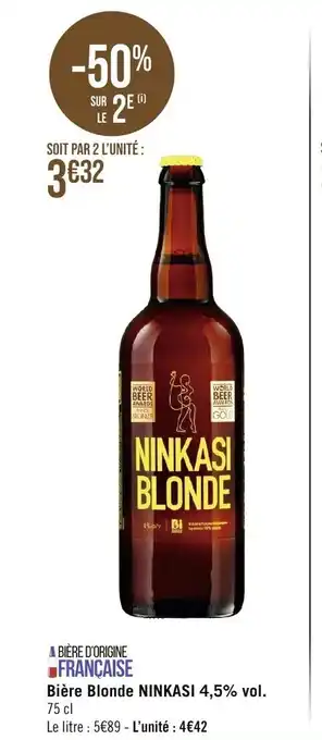 Bière Blonde NINKASI 4,5% vol. 75 cl