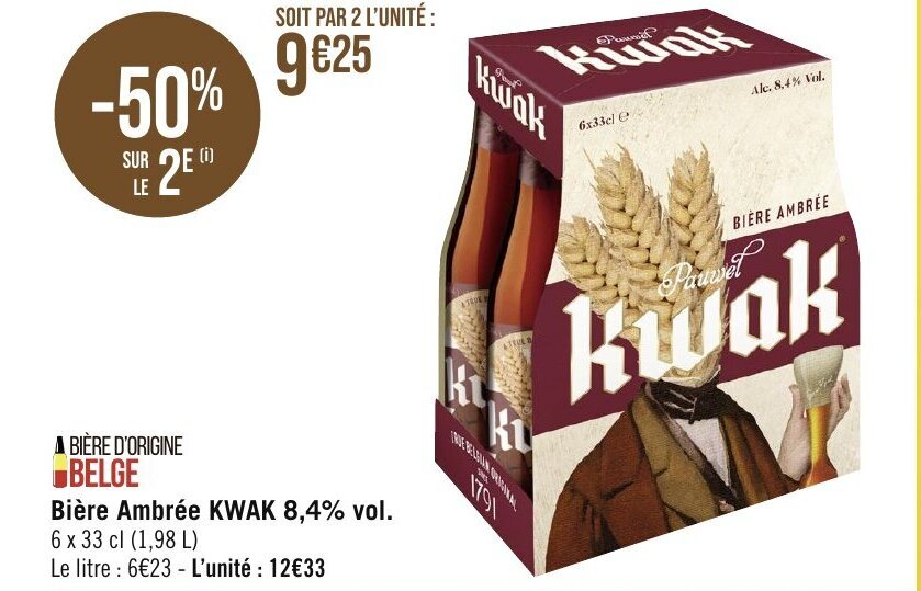 Géant Casino Bière Ambrée KWAK 8,4% vol. offre