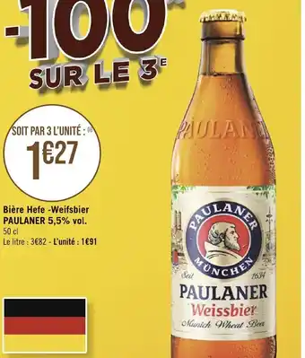 Géant Casino Bière Hefe-Weifsbier PAULANER 5,5% vol. 50 cl offre