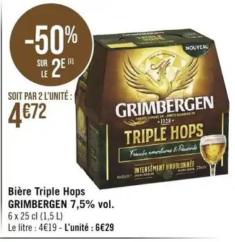 Géant Casino Bière Triple Hops GRIMBERGEN 7,5% vol. 6 x 25 cl (1,5 L) offre