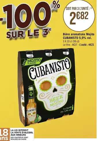 Géant Casino Bière aromatisée Mojito CUBANISTO 5,9% vol. offre