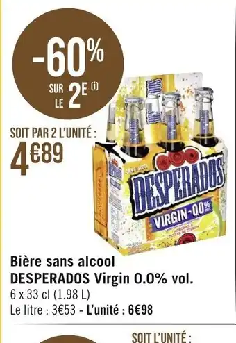 Géant Casino Bière sans alcool DESPERADOS Virgin 0.0% vol. offre