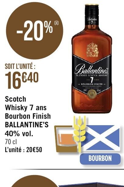 Géant Casino Scotch Whisky 7 ans Bourbon Finish offre