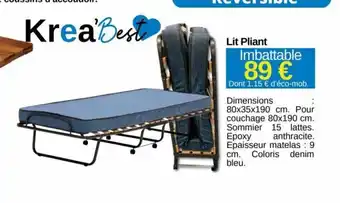 KREABEL Lit Pliant Imbattable offre