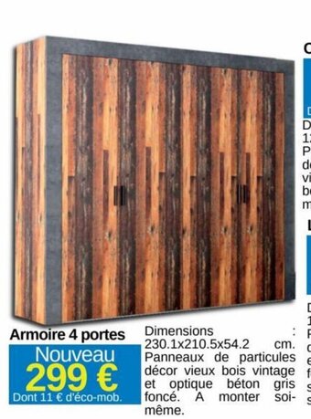 KREABEL Armoire 4 portes offre