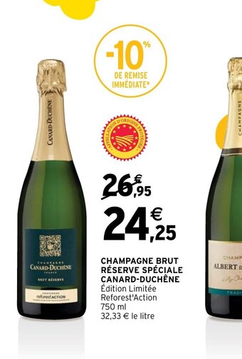 CHAMPAGNE BRUT RÉSERVE SPÉCIALE CANARD-DUCHÊNE Édition Limitée Reforest'Action 750 ml 32,33 € le litre