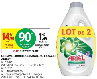 Intermarché Ariel lessive liquide original 50 lavages (b) offre
