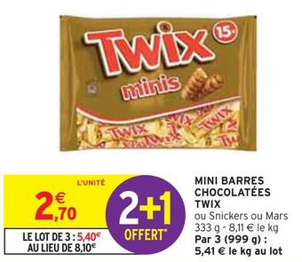 Twix mini barres chocolatées