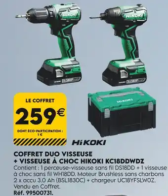Hikoki coffret duo visseuse + visseuse à choc kc18ddwdz