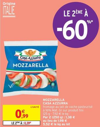 Intermarché Casa azzurra mozzarella offre