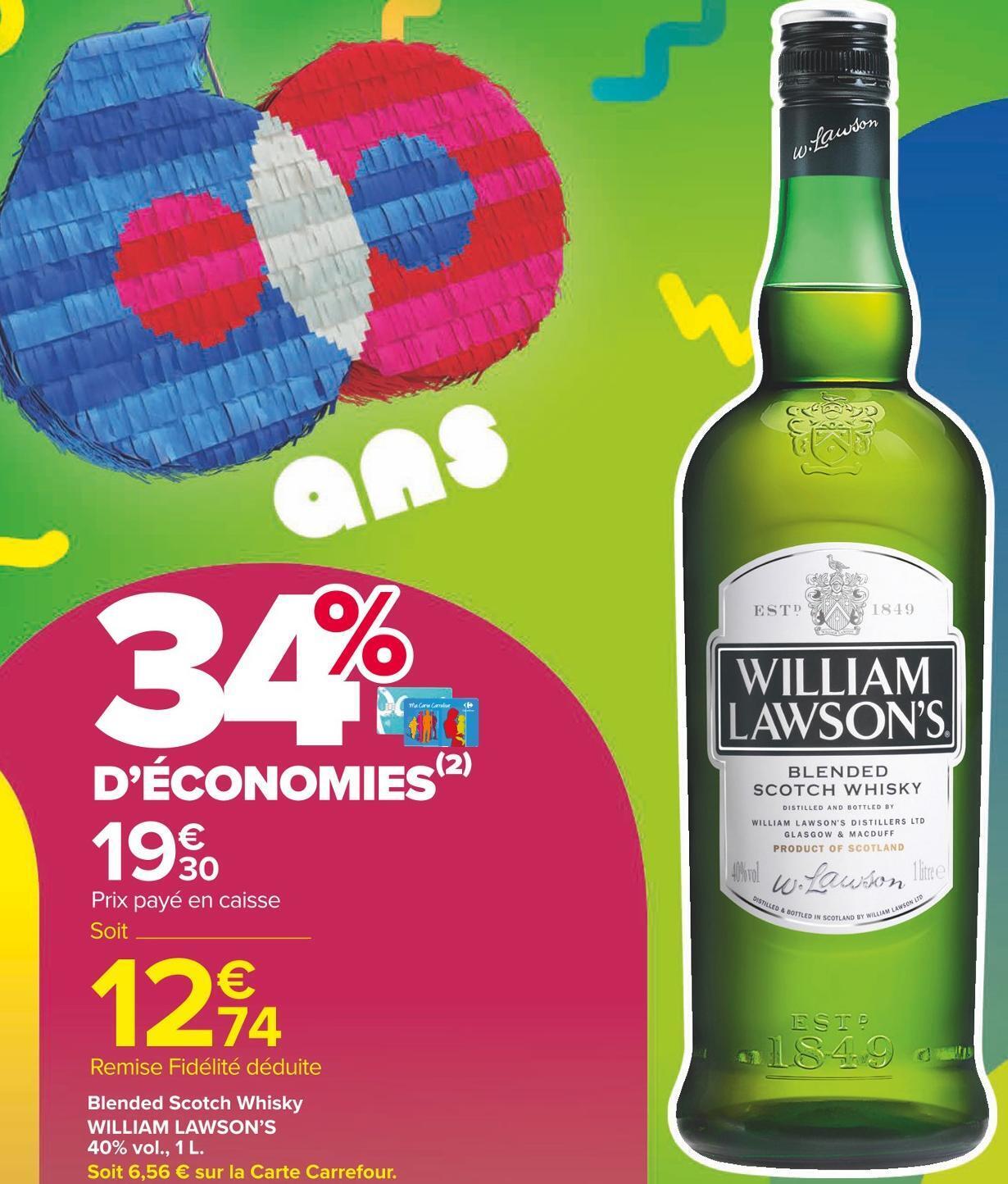 Carrefour Market William lawson’s blended scotch whisky 40% vol., 1 l. offre