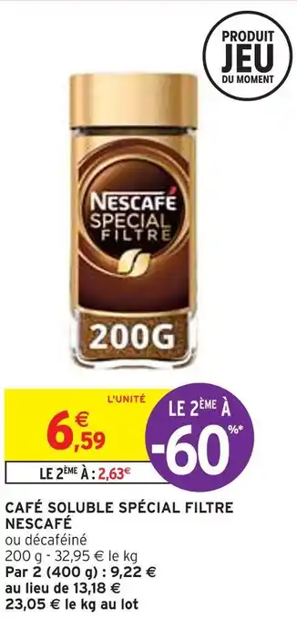 Intermarché Nescafé café soluble spécial filtre offre