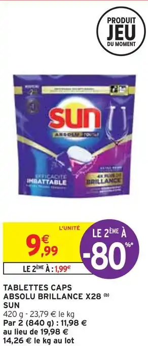 Intermarché Sun tablettes caps absolu brillance x28 (b) offre