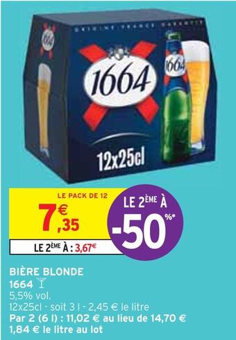 Intermarché 1664 bière blonde offre