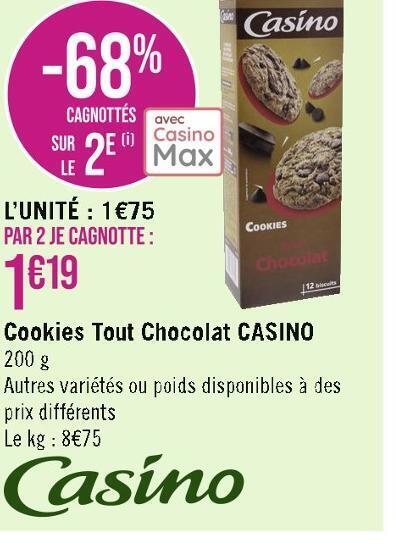 Casino Supermarchés Casino cookies tout chocolat offre