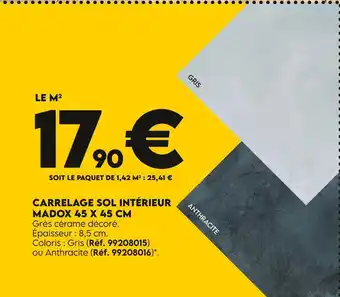 Carrelage sol intérieur madox 45 x 45 cm