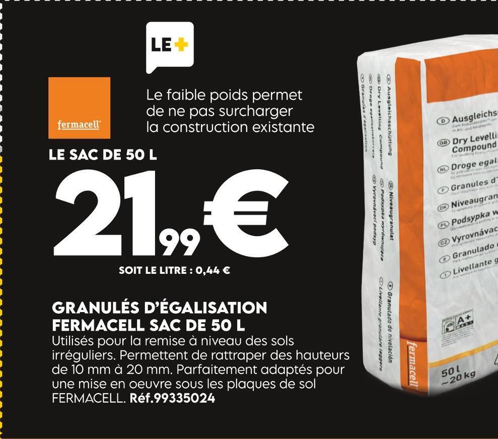 Promo Fermacell granulés d’égalisation sac de 50 l chez Tout faire