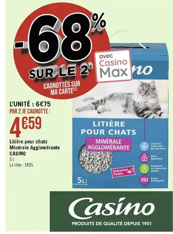 Casino Supermarchés Casino litière pour chats minérale agglomérante offre