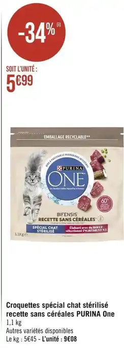 Casino Supermarchés Purina one croquettes spécial chat stérilisé recette sans céréales offre