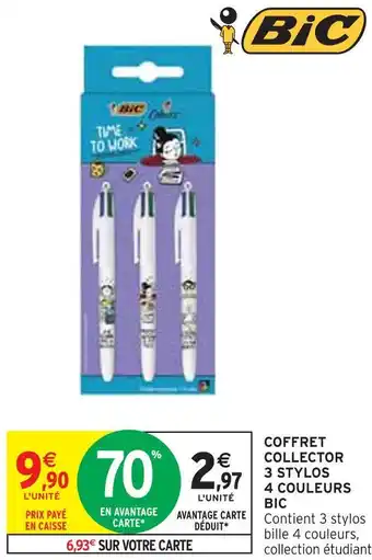 Intermarché Bic coffret collector 3 stylos 4 couleurs offre
