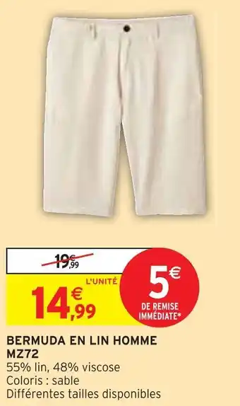 Intermarché Bermuda en lin homme mz72 offre