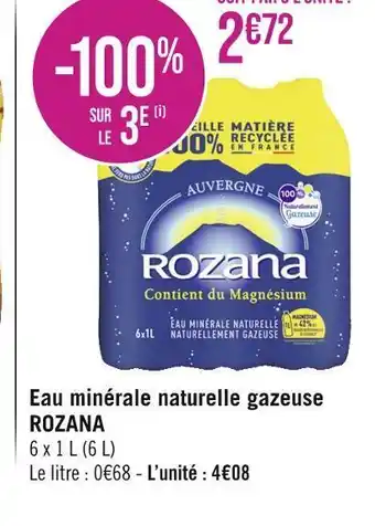 Casino Supermarchés Rozana eau minérale naturelle gazeuse offre
