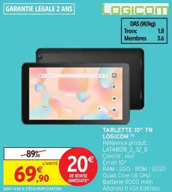 Intermarché Logicom tablette 10 tn offre