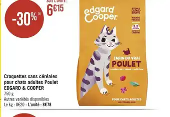 Edgard & cooper croquettes sans céréales pour chats adultes poulet