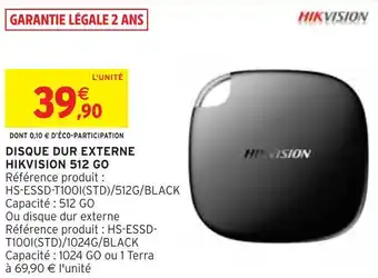 Intermarché Hikvision disque dur externe 512 go offre