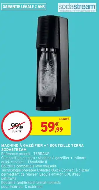 Sodastream machine à gazéifier + 1 bouteille terra