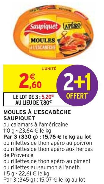 Intermarché Saupiquet moules à l'escabèche offre