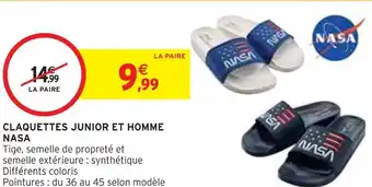 Intermarché Nasa claquettes junior et homme offre