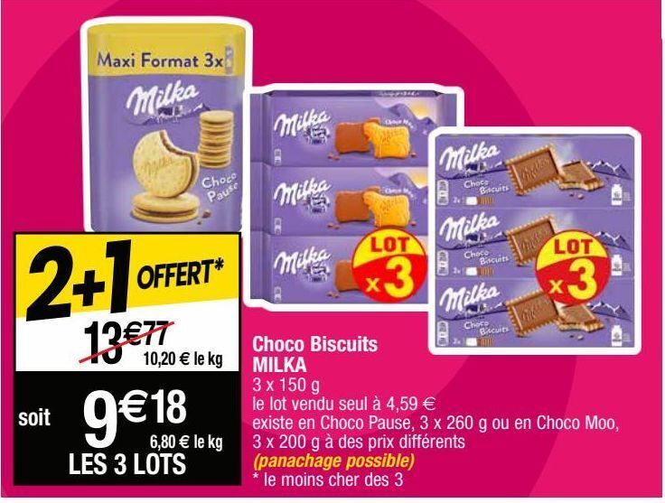 Cora Chocolat au lait milka offre