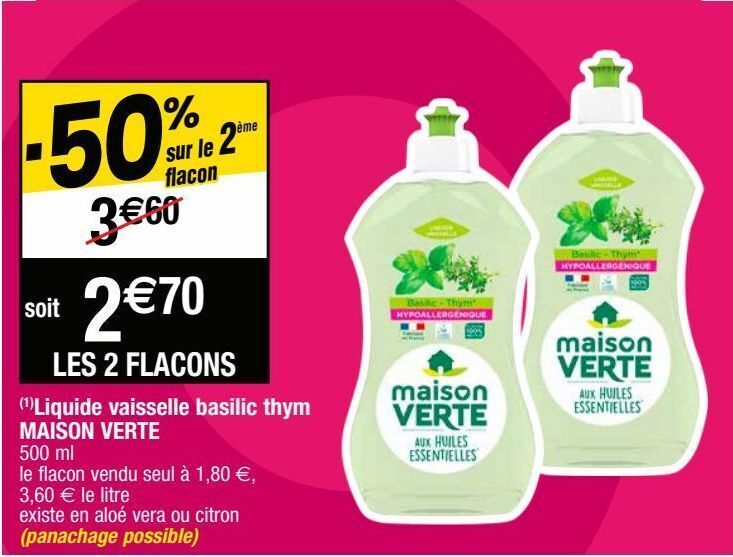 Cora Liquide vaisselle maison verte offre