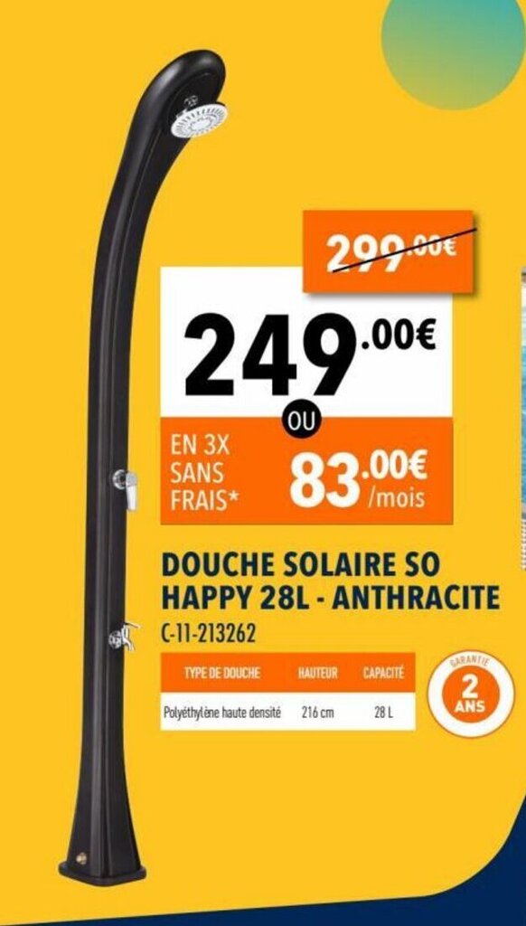 Promo DOUCHE SOLAIRE SO HAPPY 28L ANTHRACITE chez Cash Piscines