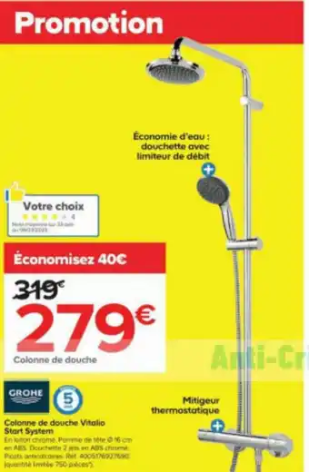 Castorama GROHE Colonne de douche Vitalio Start System offre