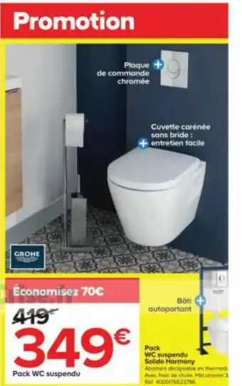Castorama GROHE Pack WC suspendu Solido Harmony Abattant déclipsable en thermod Avec frein de chute Mecanisme 3 RM 4005176523786. offre