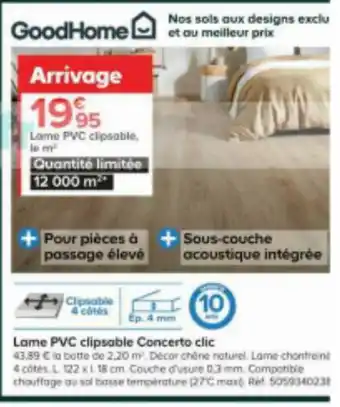 Castorama Lame PVC clipsable, le m² Quantité limitée. 12 000 m² offre